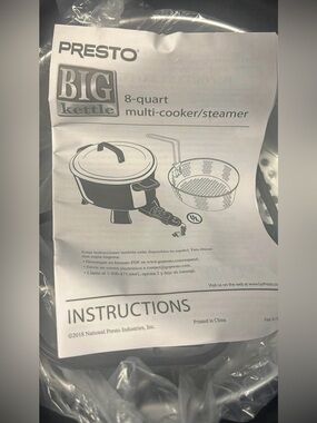 Like New Presto 8 Quart Multi-Cooker/Steamer
